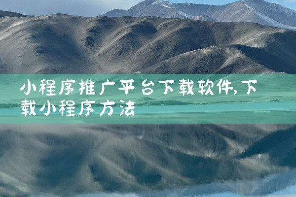 小程序推广平台下载软件
